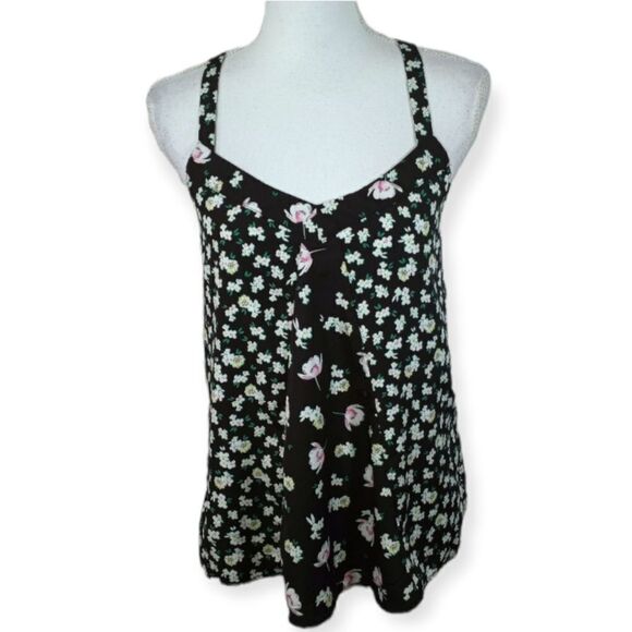LAUREN CONRAD BLACK FLORAL CAMI SZ.XS EUC - Picture 1 of 7